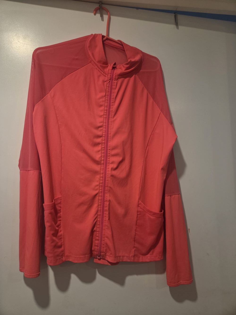 Daisy Fuentes Coral Zip-Up Athletic Bomber Jacket